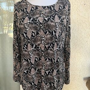 Mario Serrani Black and Tan Patterned Blouse size M
